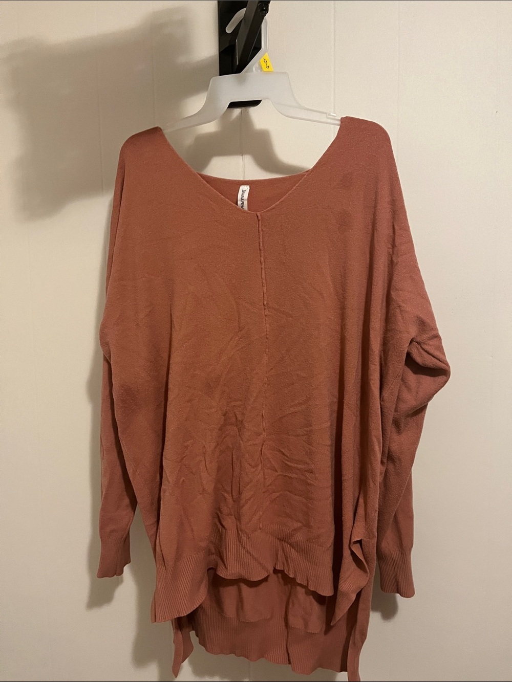 Zenana Outfitters Oversized V-Neck Sweater Tunic in Dusty Rose